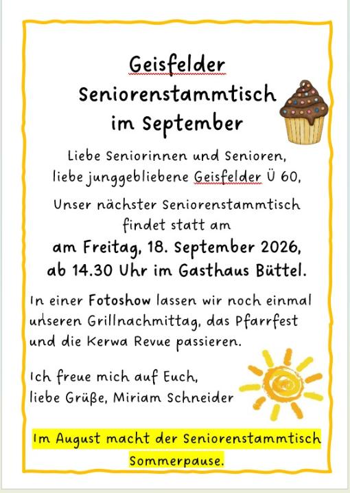 Seniorenstammtisch Geisfeld